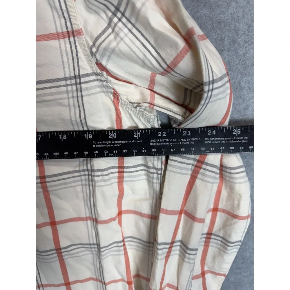 Banana Republic Shirt Mens Large Red Cream Plaid Button Up Long Sleeve Casual
